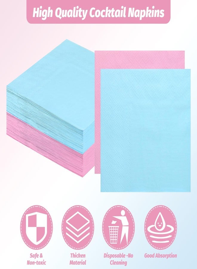 pyntop Gender Reveal Cocktail Napkins - 100Pack Blue and Pink Cocktail Napkin for Gender Reveal Party, 5Inch Disposable Beverage Napkins, Baby Shower Napkin Decorations, Boy or Girl Themed Party Supplies - Image 3